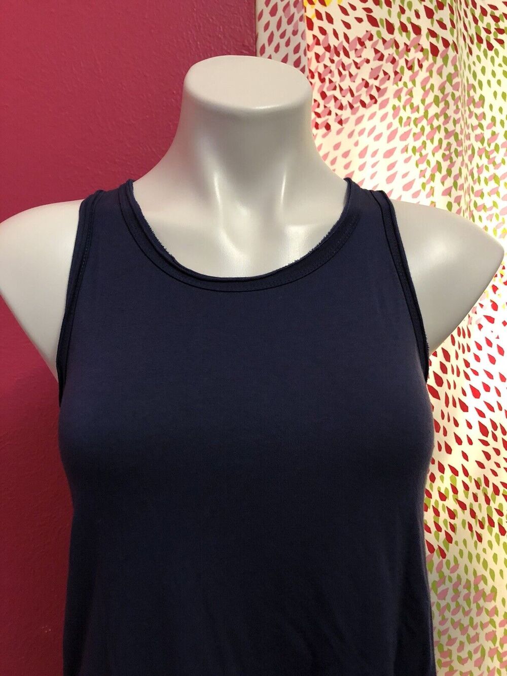 June & Hudson sleeveless Navy blue blouse women's XS Open Back distressed